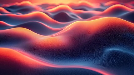 Poster - Vibrant undulating waves created by light and texture at sunset over a landscape of colored dunes