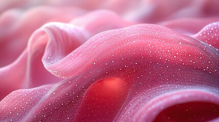 Poster - Abstract pink waves with sparkling droplets captured in soft light create a dreamy and ethereal atmosphere suitable for backgrounds and art designs