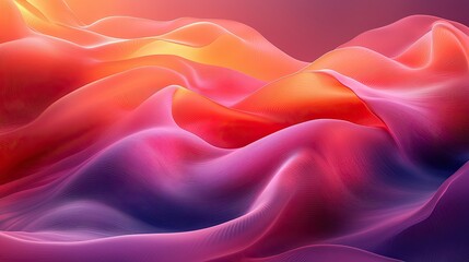 Aufkleber - Vibrant flowing waves of fabric in shades of pink, purple, and orange create a mesmerizing visual experience in soft sunlight