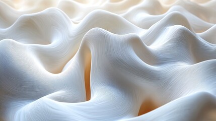 Aufkleber - Detailed abstract texture of soft white fabric flowing gently under warm light creates a serene and calming atmosphere in a minimalist setting