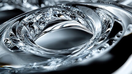 Poster - Intricate spiral of clear glass creating mesmerizing water-like effects in a reflective surface