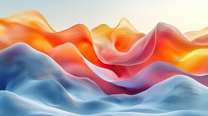 Poster - Colorful undulating waves create a vibrant landscape during a serene sunrise