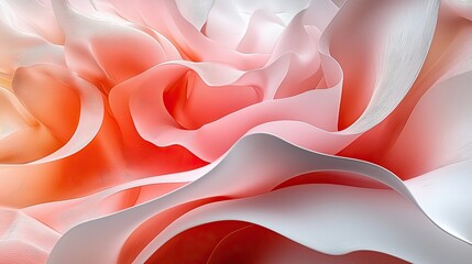 Poster - Soft gradients of red and white create a flowing textured pattern in an abstract artwork