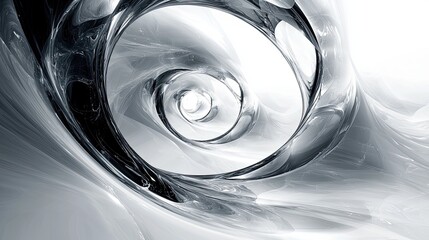 Poster - exploring an abstract spiral formation with intricate patterns in monochrome shades