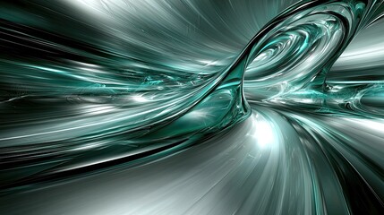 Fototapete - Dynamic swirling motion through abstract metallic textures in a futuristic environment