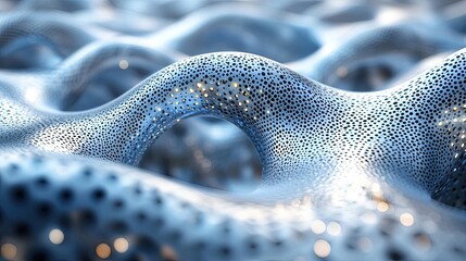 Poster - Abstract representation of a futuristic texture featuring undulating patterns in shimmering metallic tones