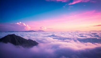 Wall Mural - soft sky background with fog and clouds
