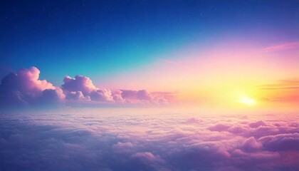Wall Mural - soft sky at sunrise background with fog and clouds