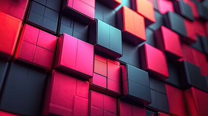 Poster - Colorful 3D cubes create a striking abstract pattern in vibrant shades and geometric arrangement