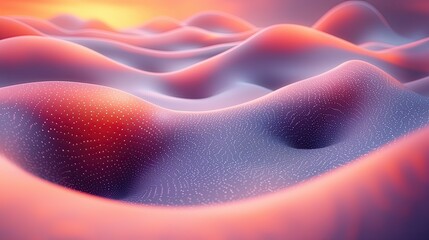Poster - Dreamlike landscape featuring undulating forms illuminated by soft light at sunrise