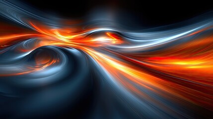 Poster - Bright waves of light swirl through a dark space, creating dynamic motion and vibrant colors