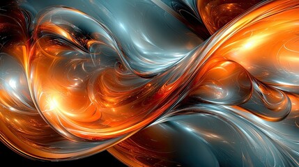 Fototapete - Swirling abstract patterns in orange and blue hues create a dynamic visual experience