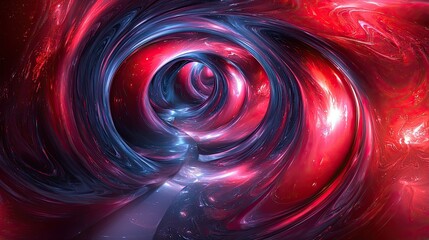 Poster - Vivid cosmic tunnel with swirling red and blue colors creating a sense of depth and movement in a fantastical space