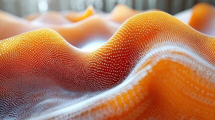 Poster - Abstract pattern of vibrant orange and white waves interacts with light and shadows in a creative display