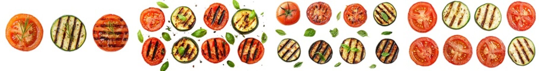 Poster - Grilled vegetables on an isolated transparent background.