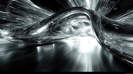 Poster - Dynamic abstract composition showcasing movement and light in a futuristic design with fluid shapes