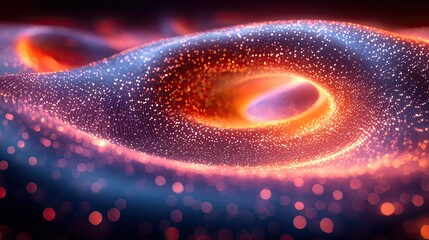 Poster - Swirling cosmic patterns with luminous particles in a vibrant cosmic landscape