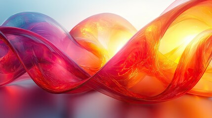 Poster - Colorful abstract waves in vibrant shades of red, orange, and pink flowing gracefully over a smooth surface