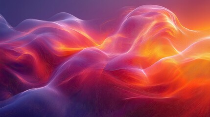 Poster - Abstract representation of vibrant waves of color creating a captivating visual experience in a surreal landscape