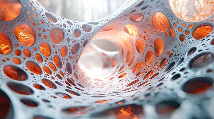 Poster - Colorful abstract structure showcasing organic forms with vibrant details in a complex environment