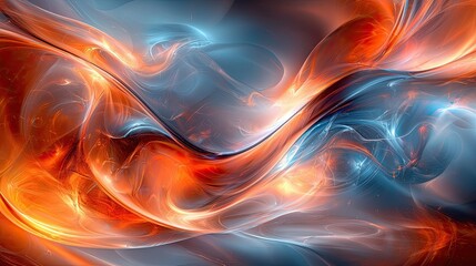 Fototapete - Vibrant swirling patterns create a dynamic visual experience with orange and blue tones
