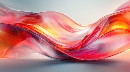 Fototapete - Colorful flowing abstract design with waves of red, orange, and pink hues created in a digital rendering