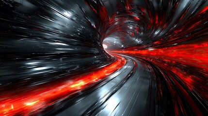 Aufkleber - Dynamic tunnel of light showcasing vibrant colors and abstract patterns in a surreal environment