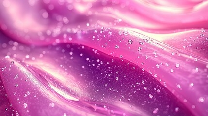 Poster - Colorful abstract wave patterns with droplets create a captivating texture in bright pink tones