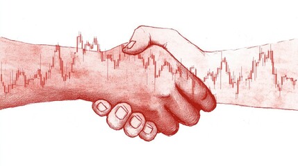 Poster - A dynamic handshake overlaid with stock market graphs, global connections, and teamwork visuals.