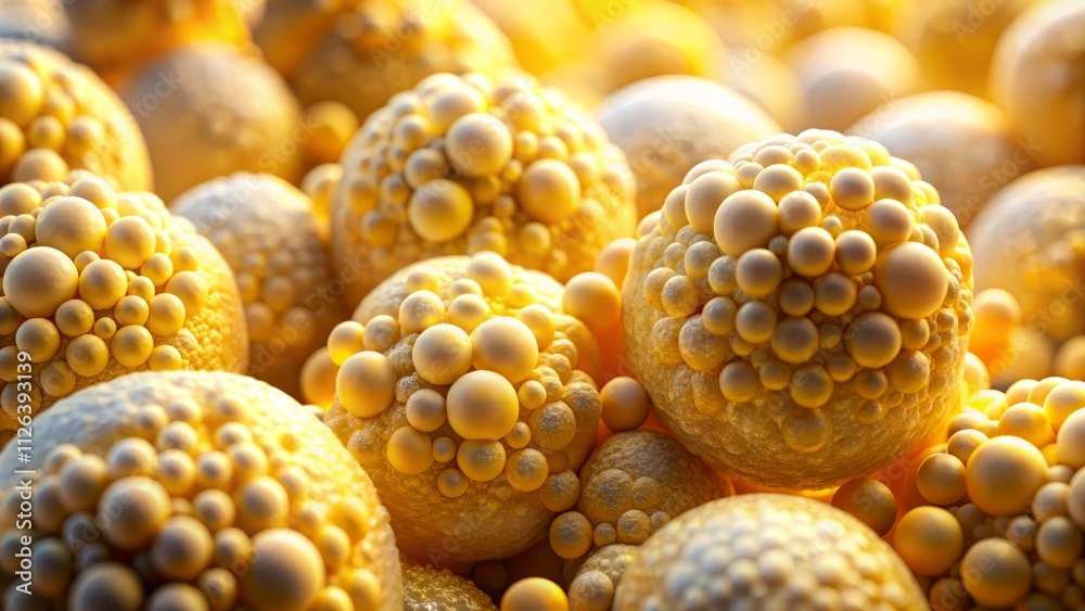 Microscopic Food Fat Cell Cluster, Close-up Adipose Tissue, High ...