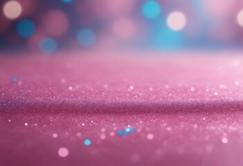 Abstract pink and blue color glitter background with blurred bokeh. Luxury backdrop template for new year, christmas, party or holiday cards with space for text