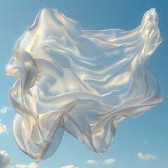 Aufkleber - White fabric floating in the sky.