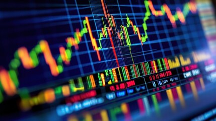 Poster - Dynamic Stock Market Graph Display with Vibrant Charts and Data Symbolizing Investment Trends and Financial Analytics