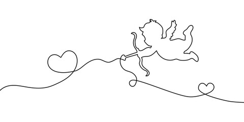 Naklejka na meble Cupid line and glyph icon, valentines day and angel, Cupid holding bow vector icon, vector graphics, continious line drawing