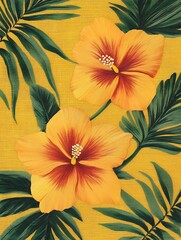 Wall Mural -  Orange and pink flowers on brown background.