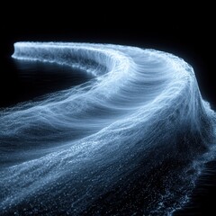 Poster - Abstract Blue Light Wave Energy Flow Particle Background