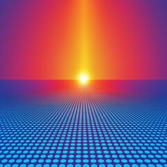 Poster - Vibrant Sunset over Dotted Horizon Abstract Background