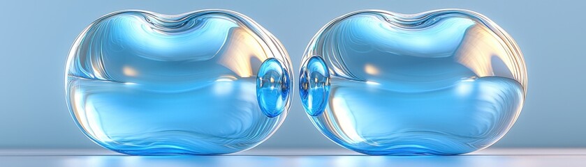 Aufkleber - Abstract Blue Glass Spheres Modern Design Purity Clean Serenity Background
