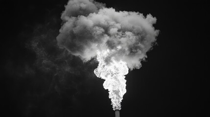 Wall Mural - bright white flame smoke billowing against a deep black background, capturing dynamic movement and c