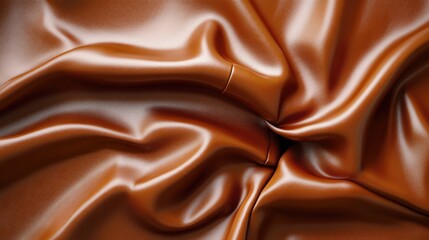 Poster - Rich brown leather upholstery fabric texture with elegant folds and smooth surface for luxury interior design concepts.