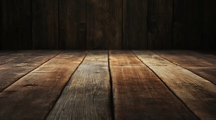 Poster - Rustic wooden floor with light beams creating a warm atmosphere ideal for text overlay or as a beautiful background for various projects