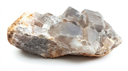 Poster - natural mineral stone with crystalline formation isolated on a white background showcasing geologica