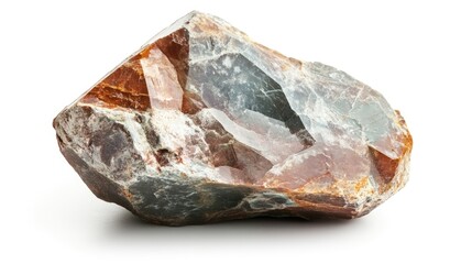 Poster - natural mineral stone rock isolated on white background showcasing unique textures and colors perfec