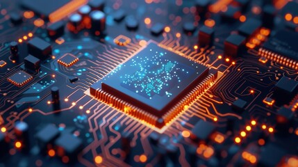 Aufkleber - Complex cpu processing data on a motherboard with an integrated circuit, creating an advanced technological landscape representing innovation in computer engineering