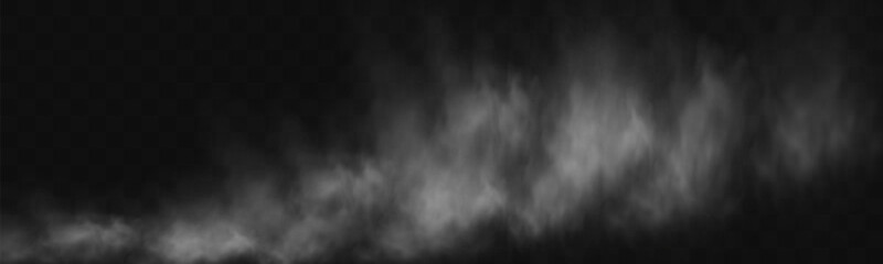 Poster - Realistic smoke, vape, fog, smog. Illustration of smoke on a transparent background.
