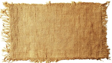 Poster - Natural textured yellow jute rug with fringed edges displayed on a clean white surface for interior design inspiration