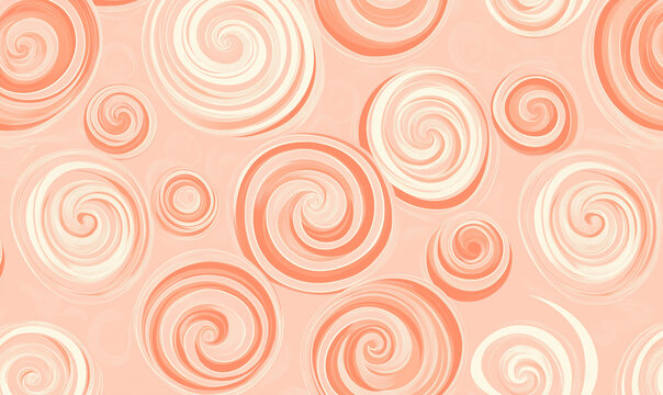 Soft peach and orange swirl pattern with a groovy 1970s retro vibe on a muted pink background. Perfect for vintage-inspired designs or posters, evoking nostalgia and happy, eye-catching energy.