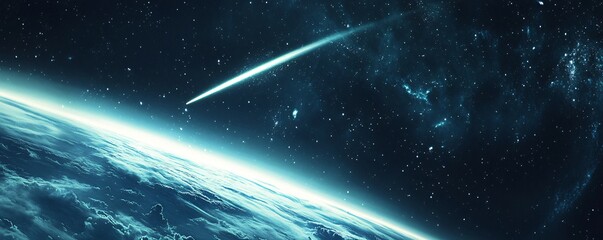 Wall Mural - a close-up of a comet streaking through the night sky, realistic, very detailed