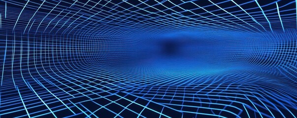 Poster - Blue wave grid background