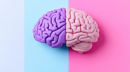 Poster - A modern, vibrant 3D brain design with detailed contours and bright section highlights, perfect for science visualization.